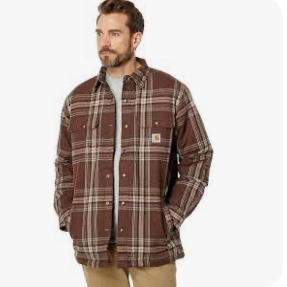 Carhartt Men's 105430 Relaxed Fit Flannel Sherpa-Lined Shirt Jac 4XL